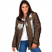 Bula Fiji Football Custom Padded Jacket One Vanua One Team Tapa Pattern LT14 Women Brown - Polynesian Pride