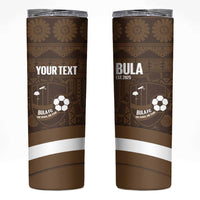 Bula Fiji Football Custom Skinny Tumbler One Vanua One Team Tapa Pattern LT14 Brown - Polynesian Pride