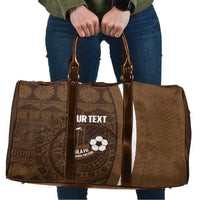 Bula Fiji Football Custom Travel Bag One Vanua One Team Tapa Pattern LT14 Brown - Polynesian Pride