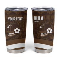 Bula Fiji Football Custom Tumbler Cup One Vanua One Team Tapa Pattern LT14 Brown - Polynesian Pride