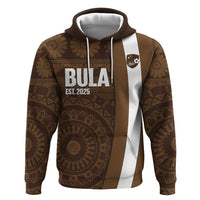 Bula Fiji Football Custom Zip Hoodie One Vanua One Team Tapa Pattern LT14 Pullover Hoodie Brown - Polynesian Pride