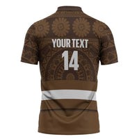 Bula Fiji Football Custom Zipper Polo Shirt One Vanua One Team Tapa Pattern LT14 - Polynesian Pride