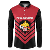 Hekari Papua New Guinea Football Custom Button Sweatshirt Go PNG Red Army