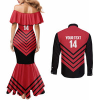 Hekari Papua New Guinea Football Custom Couples Matching Mermaid Dress and Long Sleeve Button Shirt Go PNG Red Army