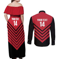 Hekari Papua New Guinea Football Custom Couples Matching Off Shoulder Maxi Dress and Long Sleeve Button Shirt Go PNG Red Army