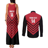 Hekari Papua New Guinea Football Custom Couples Matching Tank Maxi Dress and Long Sleeve Button Shirt Go PNG Red Army