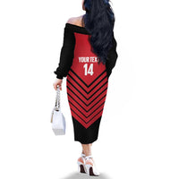 Hekari Papua New Guinea Football Custom Family Matching Off The Shoulder Long Sleeve Dress and Hawaiian Shirt Go PNG Red Army