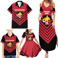 Hekari Papua New Guinea Football Custom Family Matching Summer Maxi Dress and Hawaiian Shirt Go PNG Red Army