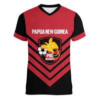Hekari Papua New Guinea Football Custom Women V-Neck T-Shirt Go PNG Red Army