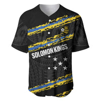 Kings Solomon Islands Football Custom Baseball Jersey Come On Solomons Polynesian Grunge Style LT14 Black - Polynesian Pride
