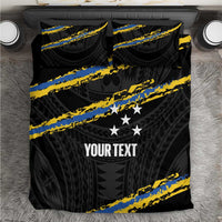 Kings Solomon Islands Football Custom Bedding Set Come On Solomons Polynesian Grunge Style LT14 Black - Polynesian Pride
