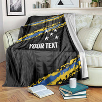Kings Solomon Islands Football Custom Blanket Come On Solomons Polynesian Grunge Style LT14 Black - Polynesian Pride
