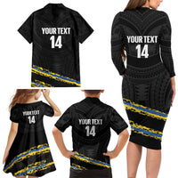 Kings Solomon Islands Football Custom Family Matching Long Sleeve Bodycon Dress and Hawaiian Shirt Come On Solomons Polynesian Grunge Style