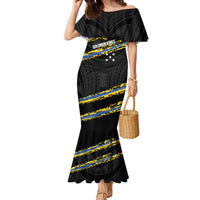 Kings Solomon Islands Football Custom Family Matching Mermaid Dress and Hawaiian Shirt Come On Solomons Polynesian Grunge Style