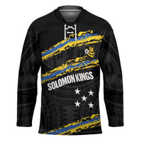 Kings Solomon Islands Football Custom Hockey Jersey Come On Solomons Polynesian Grunge Style LT14 Unisex Black - Polynesian Pride