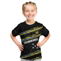 Kings Solomon Islands Football Custom Kid T Shirt Come On Solomons Polynesian Grunge Style LT14 Black - Polynesian Pride