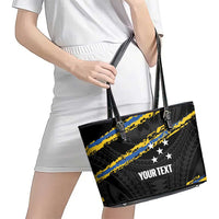 Kings Solomon Islands Football Custom Leather Tote Bag Come On Solomons Polynesian Grunge Style LT14 - Polynesian Pride