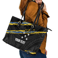 Kings Solomon Islands Football Custom Leather Tote Bag Come On Solomons Polynesian Grunge Style LT14 - Polynesian Pride
