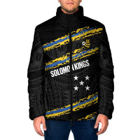 Kings Solomon Islands Football Custom Padded Jacket Come On Solomons Polynesian Grunge Style LT14 Men Black - Polynesian Pride