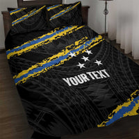 Kings Solomon Islands Football Custom Quilt Bed Set Come On Solomons Polynesian Grunge Style LT14 Black - Polynesian Pride