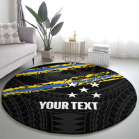 Kings Solomon Islands Football Custom Round Carpet Come On Solomons Polynesian Grunge Style LT14 - Polynesian Pride