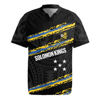 Kings Solomon Islands Football Custom Rugby Jersey Come On Solomons Polynesian Grunge Style LT14 Black - Polynesian Pride