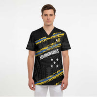 Kings Solomon Islands Football Custom Scrub Top Come On Solomons Polynesian Grunge Style LT14 - Polynesian Pride