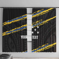Kings Solomon Islands Football Custom Window Curtain Come On Solomons Polynesian Grunge Style LT14 With Hooks Black - Polynesian Pride