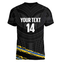 Kings Solomon Islands Football Custom Women V-Neck T-Shirt Come On Solomons Polynesian Grunge Style