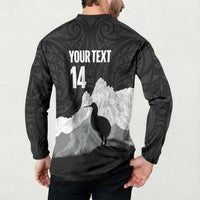 New Zealand South Island Football Custom Button Sweatshirt Aoraki Mount Cook With Kiwi Maori Pattern LT14 - Polynesian Pride