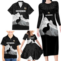 New Zealand South Island Football Custom Family Matching Long Sleeve Bodycon Dress and Hawaiian Shirt Aoraki Mount Cook With Kiwi Maori Pattern