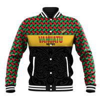 Vanuatu Football Custom Baseball Jacket Go Chiefs Basket-weave Pattern LT14 Unisex Black - Polynesian Pride