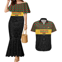 Vanuatu Football Custom Couples Matching Mermaid Dress and Hawaiian Shirt Go Chiefs Basket-weave Pattern LT14 Black - Polynesian Pride
