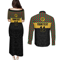 Vanuatu Football Custom Couples Matching Puletasi and Long Sleeve Button Shirt Go Chiefs Basket-weave Pattern LT14 - Polynesian Pride