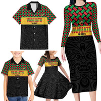 Vanuatu Football Custom Family Matching Long Sleeve Bodycon Dress and Hawaiian Shirt Go Chiefs Basket-weave Pattern