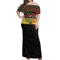 Vanuatu Football Custom Off Shoulder Maxi Dress Go Chiefs Basket-weave Pattern LT14 Women Black - Polynesian Pride