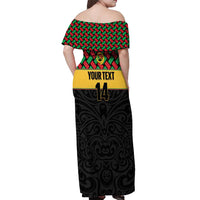 Vanuatu Football Custom Off Shoulder Maxi Dress Go Chiefs Basket-weave Pattern LT14 - Polynesian Pride