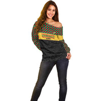 Vanuatu Football Custom Off Shoulder Sweater Go Chiefs Basket-weave Pattern LT14 - Polynesian Pride