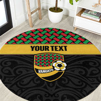 Vanuatu Football Custom Round Carpet Go Chiefs Basket-weave Pattern LT14 Black - Polynesian Pride