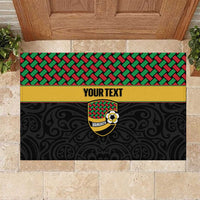 Vanuatu Football Custom Rubber Doormat Go Chiefs Basket-weave Pattern LT14 Black - Polynesian Pride