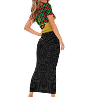 Vanuatu Football Custom Short Sleeve Bodycon Dress Go Chiefs Basket-weave Pattern LT14 - Polynesian Pride
