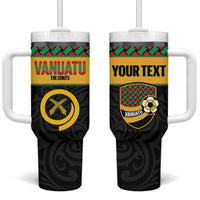 Vanuatu Football Custom Tumbler With Handle Go Chiefs Basket-weave Pattern LT14 One Size: 40 oz Black - Polynesian Pride