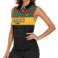 Vanuatu Football Custom Women Sleeveless Polo Shirt Go Chiefs Basket-weave Pattern LT14 - Polynesian Pride