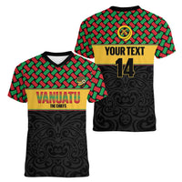 Vanuatu Football Custom Women V-Neck T-Shirt Go Chiefs Basket-weave Pattern