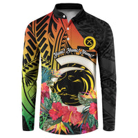 Vanuatu Boar Tusk Yumi Yumi Yumi Button Sweatshirt Independens Dei Long God Yumi Stanap LT14 Black - Polynesian Pride