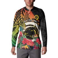 Vanuatu Boar Tusk Yumi Yumi Yumi Button Sweatshirt Independens Dei Long God Yumi Stanap LT14 - Polynesian Pride