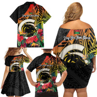 Vanuatu Boar Tusk Yumi Yumi Yumi Family Matching Off Shoulder Short Dress and Hawaiian Shirt Independens Dei Long God Yumi Stanap