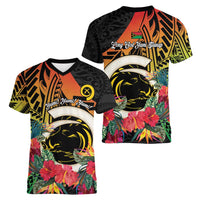 Vanuatu Boar Tusk Yumi Yumi Yumi Women V-Neck T-Shirt Independens Dei Long God Yumi Stanap