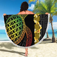 Vanuatu Sand Drawing Turtle Beach Blanket Happy Independence Day LT14 - Polynesian Pride