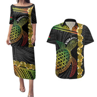 Vanuatu Sand Drawing Turtle Couples Matching Puletasi and Hawaiian Shirt Happy Independence Day LT14 Black - Polynesian Pride
